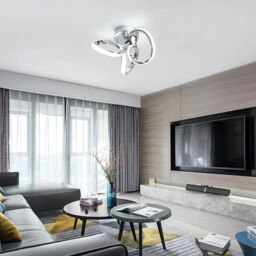 Garwarm 1 - Light 28cm Unique/Statement Geometric LED Flush Mount in Metallic Silver - thumbnail 2