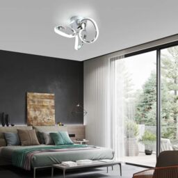 Garwarm 1 - Light 28cm Unique/Statement Geometric LED Flush Mount in Metallic Silver - thumbnail 4