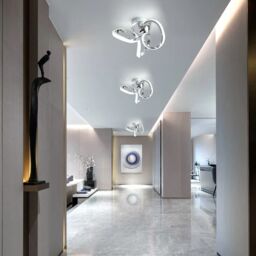 Garwarm 1 - Light 28cm Unique/Statement Geometric LED Flush Mount in Metallic Silver - thumbnail 6