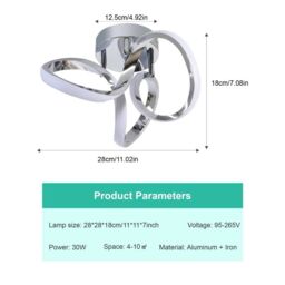 Garwarm 1 - Light 28cm Unique/Statement Geometric LED Flush Mount in Metallic Silver - thumbnail 9
