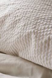 CHRISTY Seersucker Cotton Stripe Oxford Duvet Cover Set in Beige - Size: Double - thumbnail 3