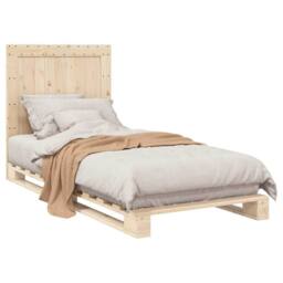 Berkfield Home Beautiful Bed Frame without Mattress with Headboard 90x200 cm Sol in Natural - thumbnail 4