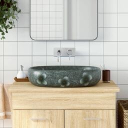 Berkfield Home Countertop Basin Blue Oval 59x40x14 cm Ceramic - Size: 59 x 40 x 14 cm