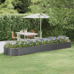 Berkfield Home Garden Raised Bed Powder-coated Steel 396x100x36 cm Anthracite in Dark Grey - Size: 396 x 100 x 36 cm - thumbnail 2