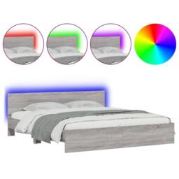 Berkfield Home Bed Frame with LED without Mattress Grey Sonoma 200x200 cm - thumbnail 1