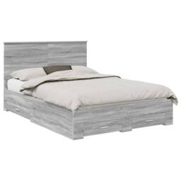 Berkfield Home Bed Frame with Drawer Grey Sonoma 140 x 190 cm Engineered Wood - thumbnail 2