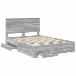 Berkfield Home Bed Frame with Drawer Grey Sonoma 140 x 190 cm Engineered Wood - thumbnail 5