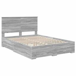 Berkfield Home Bed Frame with Drawer Grey Sonoma 140 x 190 cm Engineered Wood - thumbnail 4