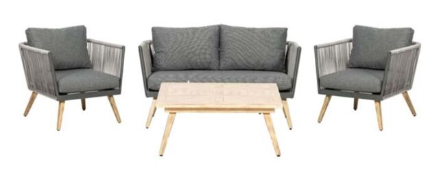 Primrose Living 4 Seater Luxury Lifestyle Rattan Rope Detail Garden Sofa Chair Set with Coffee Table in Beige - image 1