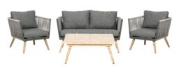 Primrose Living 4 Seater Luxury Lifestyle Rattan Rope Detail Garden Sofa Chair Set with Coffee Table in Beige - thumbnail 1