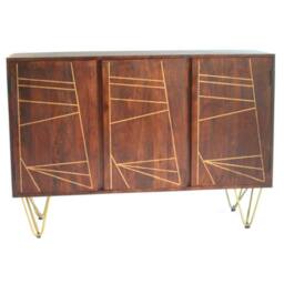 Wyld Haus Bandung Large Sideboard Dark Mango Wood with Gold Inlay 3 Doors in Brown - thumbnail 2