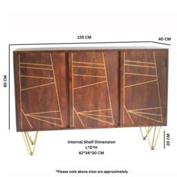 Wyld Haus Bandung Large Sideboard Dark Mango Wood with Gold Inlay 3 Doors in Brown - thumbnail 3
