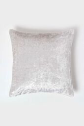 Homescapes Luxury Crushed Velvet Cushion Cover in Light Beige - Size: 45 cm x 45 cm