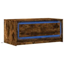 Berkfield Home Coffee Table with LED Lights Smoked Oak Engineered Wood in Brown - thumbnail 3