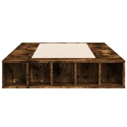 Berkfield Home Bed Frame without Mattress Smoked Oak 75x190 cm Small Single in Brown - thumbnail 4