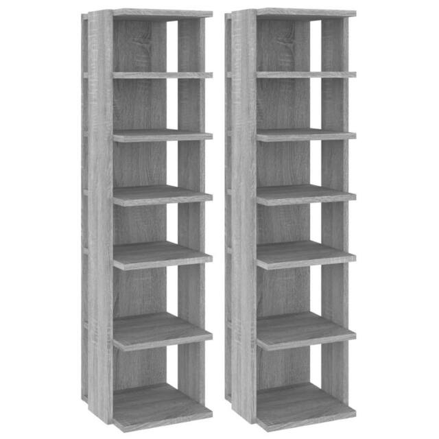 Berkfield Home Shoe Racks 2 pcs Grey Sonoma 27.5x27x102 cm Engineered Wood - image 1
