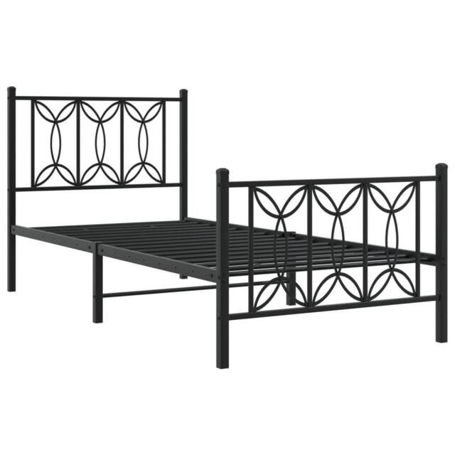 Berkfield Home Metal Bed Frame without Mattress with Footboard Black 75x190cm - Size: 75x190 cm - image 1