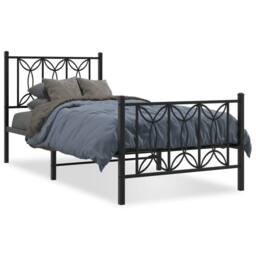 Berkfield Home Metal Bed Frame without Mattress with Footboard Black 75x190cm - Size: 75x190 cm - thumbnail 3