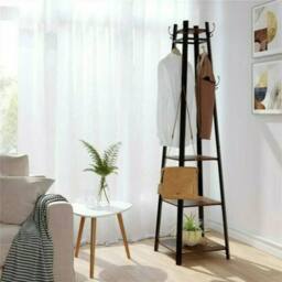 ERGOVEXA Revolving Shape Coat Stand Full Visible Garment Rack Three Shelf in Black - thumbnail 3