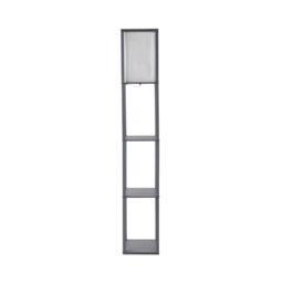 ValueLights Struttura Wooden Shelving Floor Lamp with Fabric Shade & LED Bulb in Grey - thumbnail 6