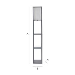ValueLights Struttura Wooden Shelving Floor Lamp with Fabric Shade & LED Bulb in Grey - thumbnail 9