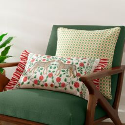 Wylder Tropics Okara Leopards Printed Ruffle Cushion in Red - Size: 30 cm x 50 cm - thumbnail 6