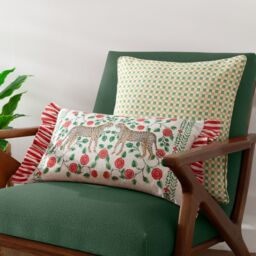 Wylder Tropics Okara Leopards Printed Ruffle Cushion in Red - Size: 30 cm x 50 cm - thumbnail 5