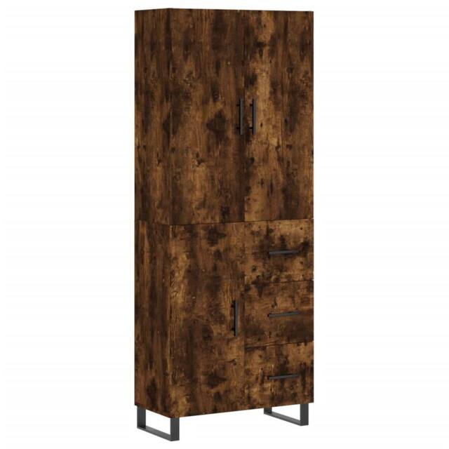 Berkfield Home Highboard Smoked Oak 69.5x34x180 cm Engineered Wood in Brown - image 1