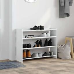 Berkfield Home Shoe Rack White 80x25x62 cm Engineered Wood - Size: 80 x 25 x 62 cm - thumbnail 1