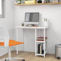 Berkfield Home Computer Desk White 80x40x72 cm MDF & Metal - Size: 80 x 40 x 72 cm - thumbnail 2