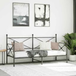 Berkfield Home Day Bed without Mattress Black 80x200 cm Steel - thumbnail 3