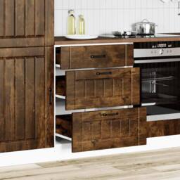 Berkfield Home Kitchen Base Cabinet Lucca Smoked Oak Engineered Wood in Brown - thumbnail 3