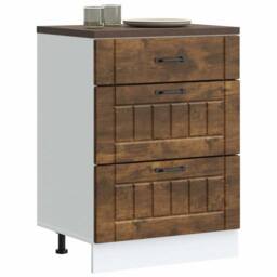 Berkfield Home Kitchen Base Cabinet Lucca Smoked Oak Engineered Wood in Brown - thumbnail 1
