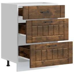 Berkfield Home Kitchen Base Cabinet Lucca Smoked Oak Engineered Wood in Brown - thumbnail 5