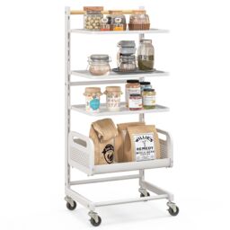 4 Tier Kitchen Utility Cart Metal Bathroom Storage Trolley w/ Adjustable Shelves - thumbnail 1