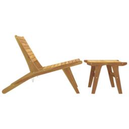 Berkfield Home Garden Chair with Footrest Solid Wood Teak in Brown - thumbnail 4