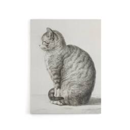 "Artery8 Sitting Smiling Cat Pencil Drawing Bernard Canvas Wall Art in White - Size: W18"" x H24""" - thumbnail 1