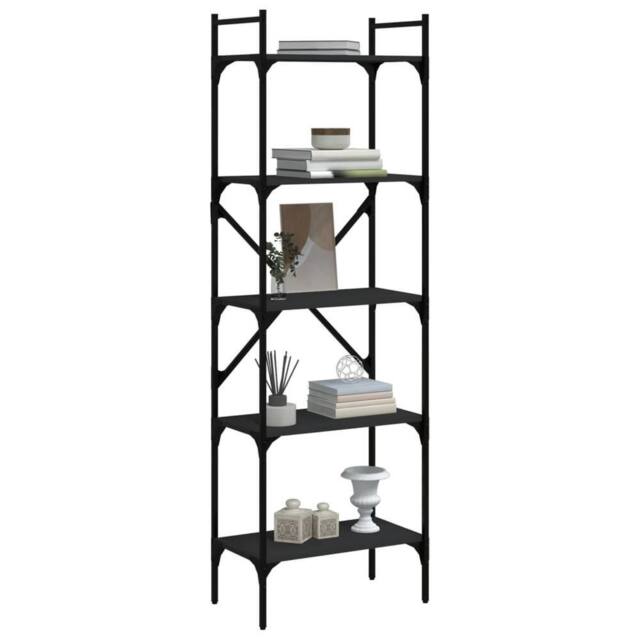 Berkfield Home Decorative Bookcase 5-Tier Black 56x31.5x174 cm Engineered Wood - image 1