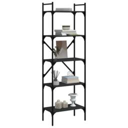 Berkfield Home Decorative Bookcase 5-Tier Black 56x31.5x174 cm Engineered Wood - thumbnail 1