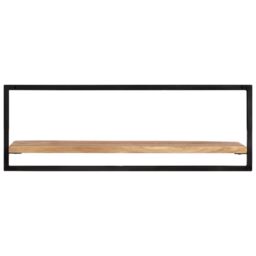 Berkfield Home Wall Shelves 2 pcs 100x24x35 cm Solid Wood Acacia & Steel in Brown - Size: 100 x 24 x 35 cm - thumbnail 3