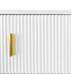 BTM Elegant Sideboard Shoe Cabinet, Adjustable Shelves, Gold Accents in White - thumbnail 7