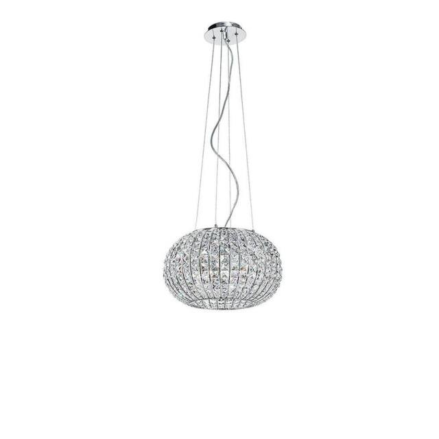 Netlighting CONCERT 5 Light Pendant Ceiling Light Chrome K9 Crystals 45x28cm in Grey - Size: 45x28 cm - image 1