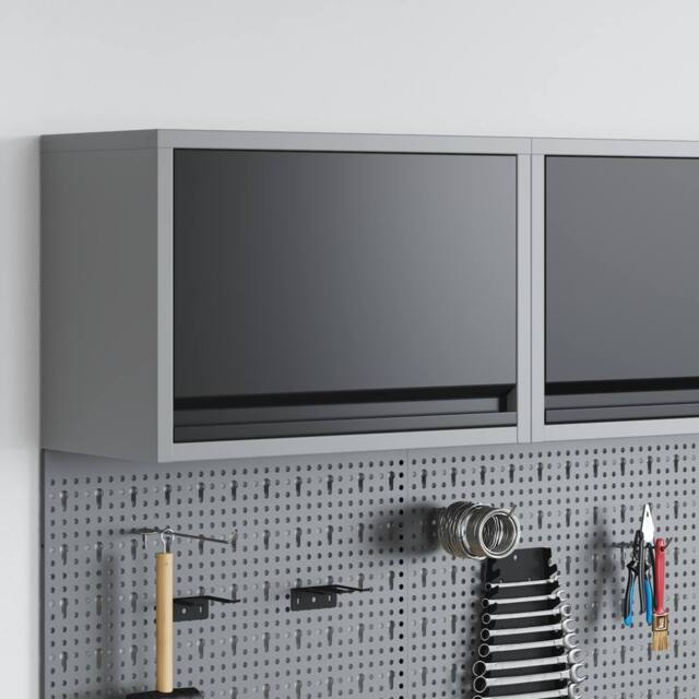 Berkfield Home Wall-Mounted Tool Cabinet with Gas-Lift Door - Black - 50 x 25 x 35 cm in Grey - image 1