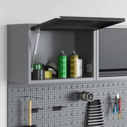 Berkfield Home Wall-Mounted Tool Cabinet with Gas-Lift Door - Black - 50 x 25 x 35 cm in Grey - thumbnail 3