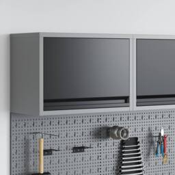 Berkfield Home Wall-Mounted Tool Cabinet with Gas-Lift Door - Black - 50 x 25 x 35 cm in Grey - thumbnail 1