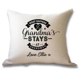 Aye Do Gifts Women's Personalised Grandma's House Funny Cushion - Birthday Gift in Cream - thumbnail 1