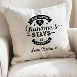 Aye Do Gifts Women's Personalised Grandma's House Funny Cushion - Birthday Gift in Cream - thumbnail 2