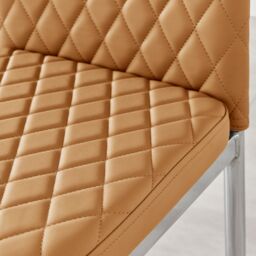 FurnitureboxUK Set of 6 Milan High Back Soft Touch Diamond Pattern Faux Leather Dining Chairs With Silver Chrome Metal Legs in Mustard - thumbnail 4