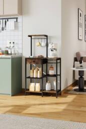 Living and Home Coffee Station with Drawer in Brown - thumbnail 4