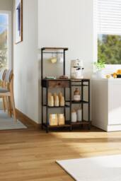 Living and Home Coffee Station with Drawer in Brown - thumbnail 2